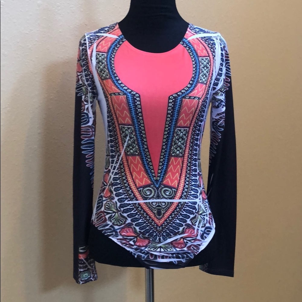 Long sleeve patterned bodysuit